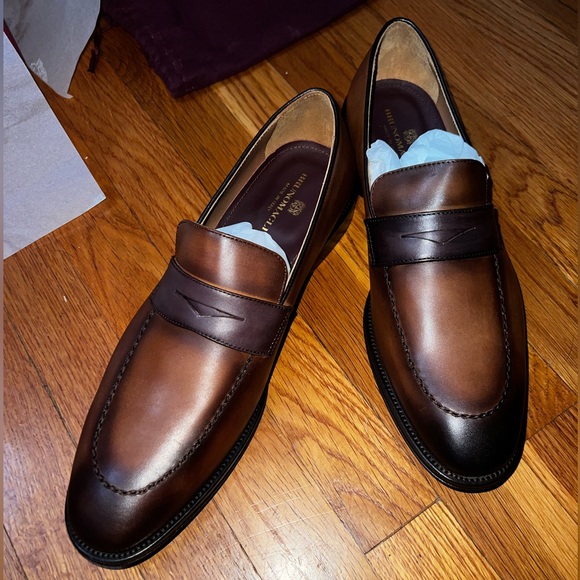 Bruno Magli Two-Tone Brown Leather Loafers - Picture 1 of 10